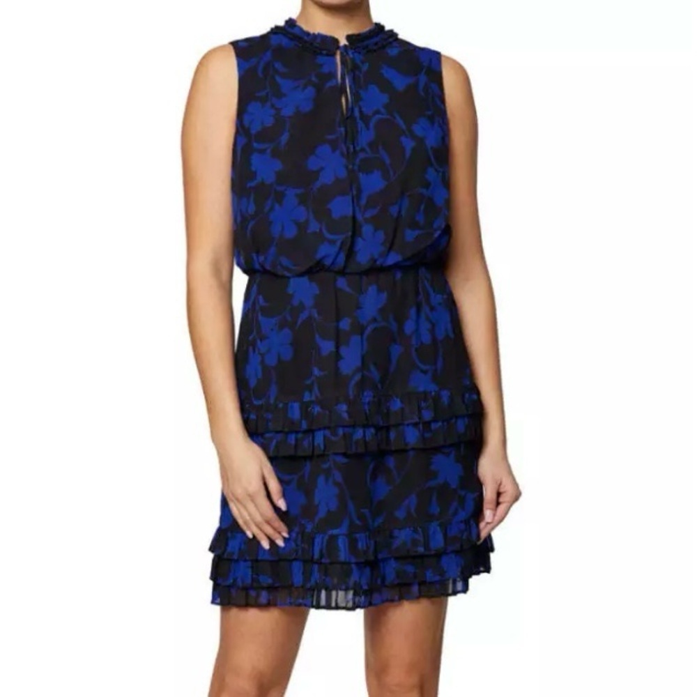 Laundry by Shelli Segal halter sleeveless size 8 Elegant Blue Floral Dress NWT